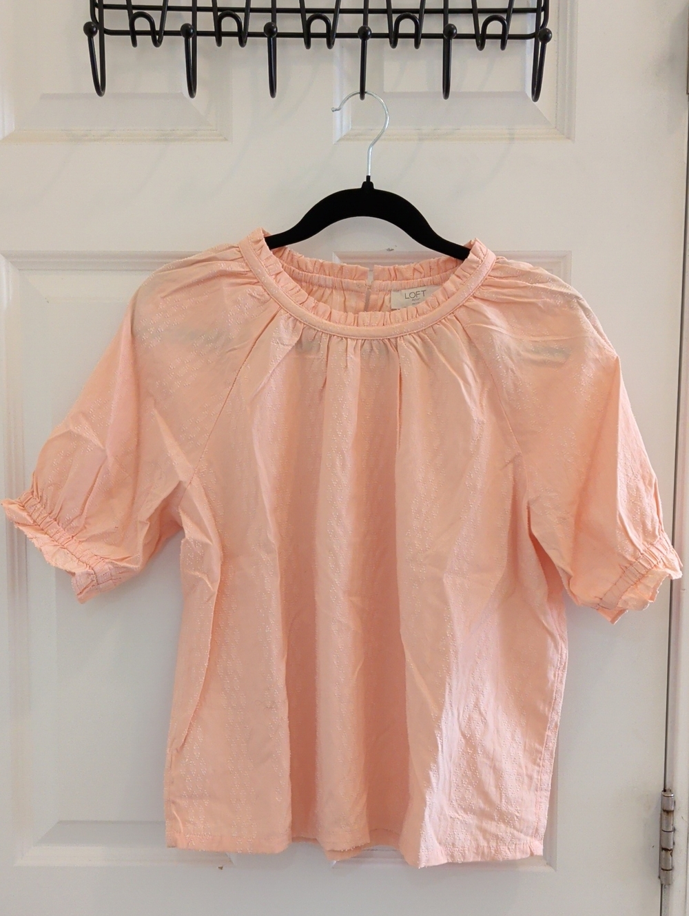 LOFT Peach Pink Short Sleeve Peasant Blouse